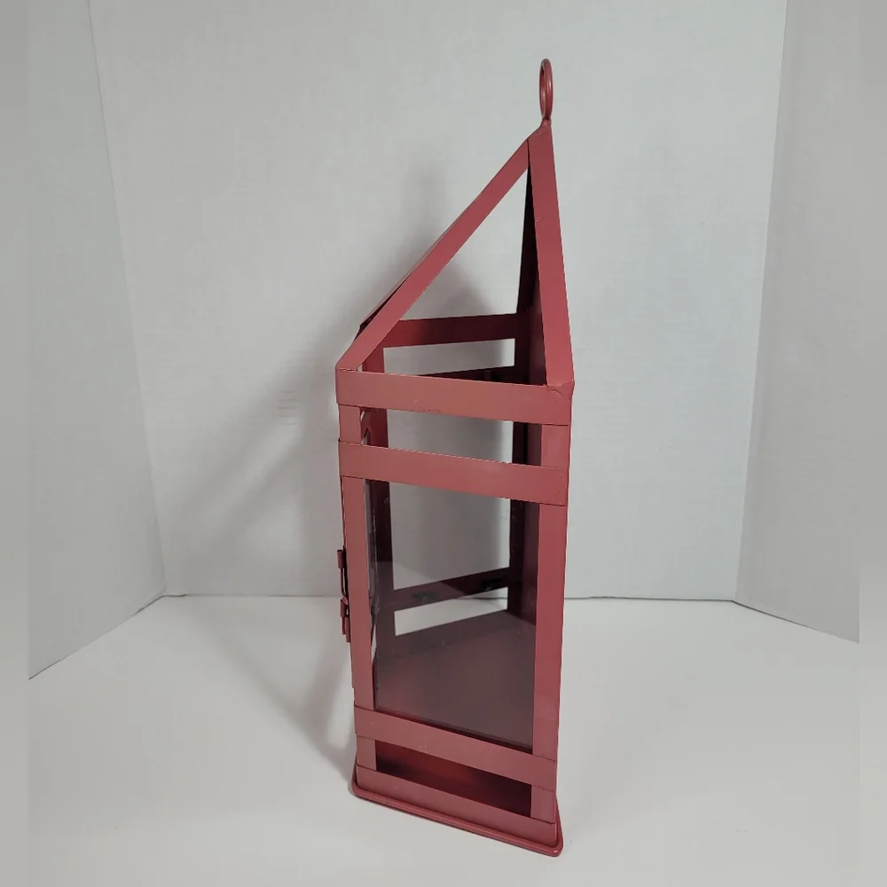 Charming Extra Large Metal and Glass Vintage Lantern Wall Sconce Rare